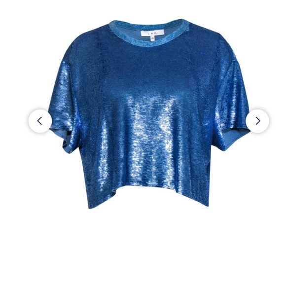 ‼️WOW‼️IRO Sequins Blue Crop Top Size 38 - Picture 1 of 10